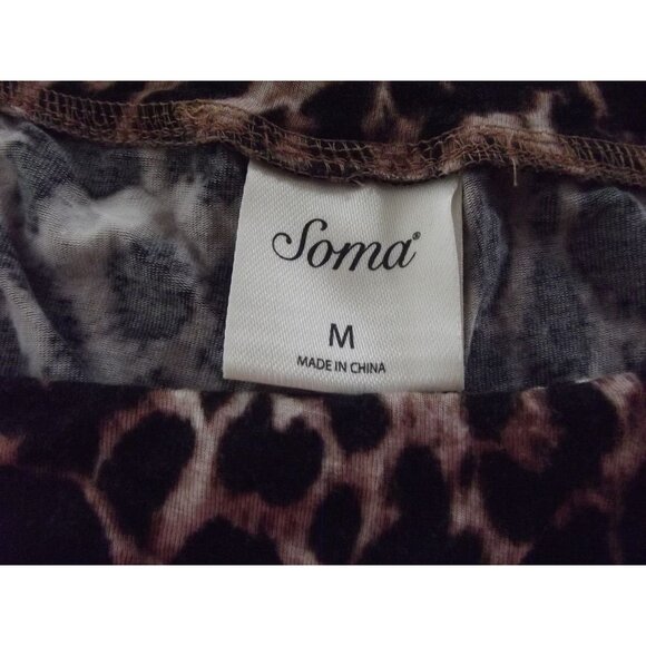 Soma Sleep Shorts Womens Medium Pajama Leopard Animal Print black lace trim knit - Picture 4 of 6